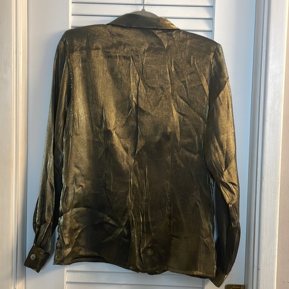 Impressions of California 80s Gold Lame Shirt.Mother of Pearl Buttons.EUC.Size 8 - Picture 5 of 5